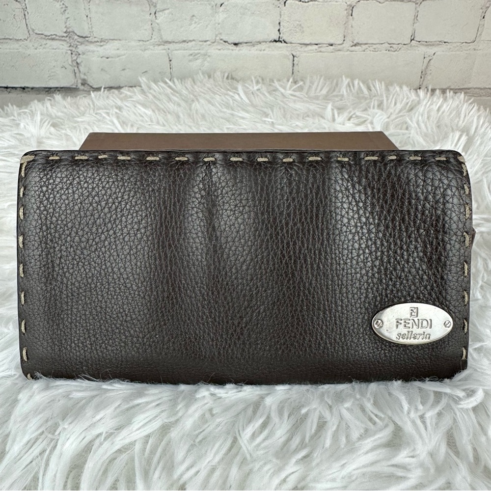 Fendi Selleria brown leather long wallet NICE! GREAT GIFT IDEA!